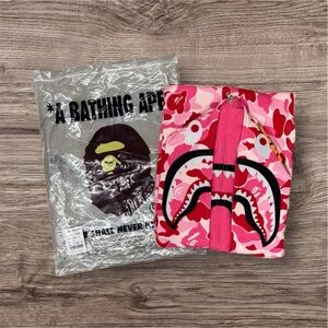 Bape Pink Camo Shark Full Zip Hoodie